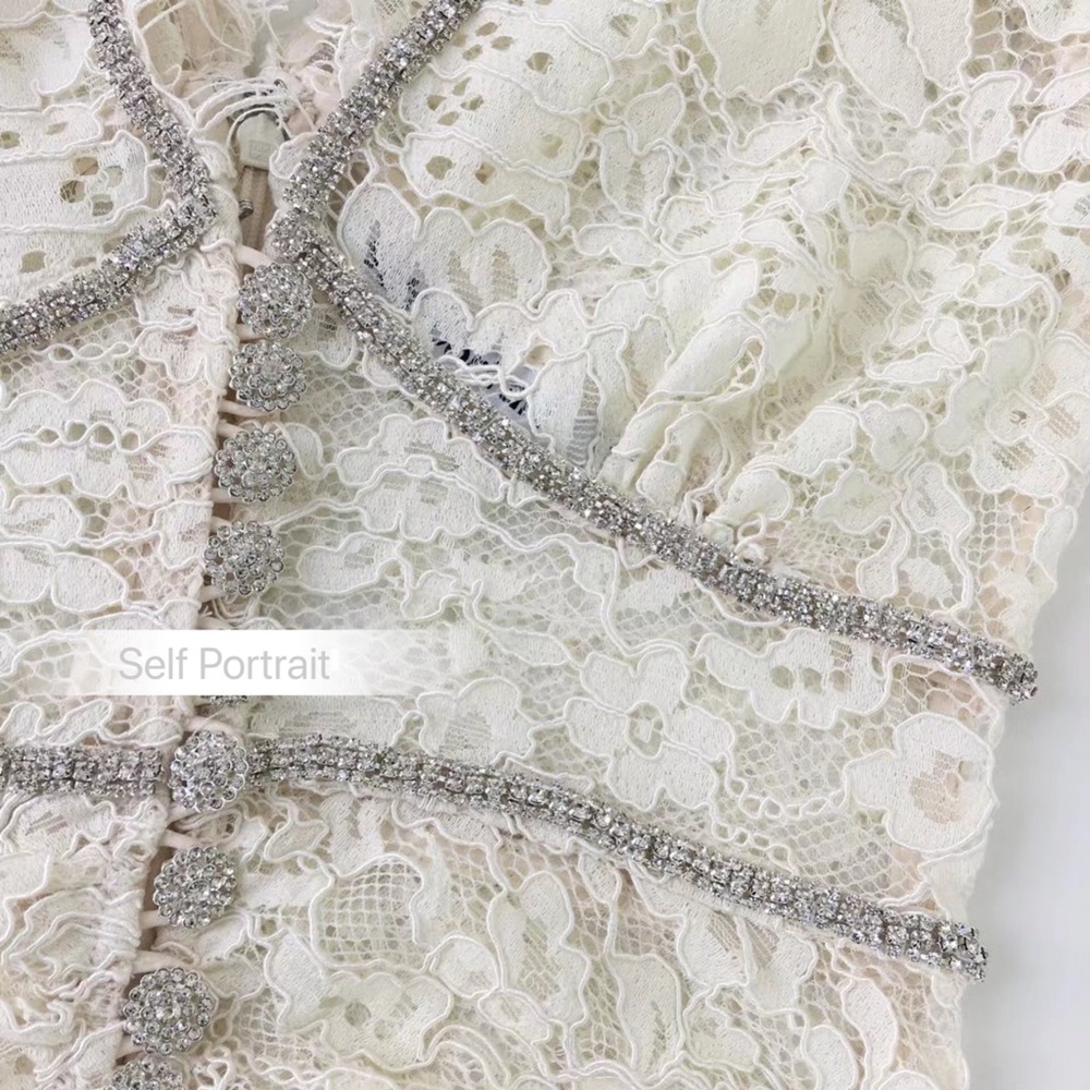 Self Portrait Camellia dress crystal lace UK8 - Picture 13 of 16